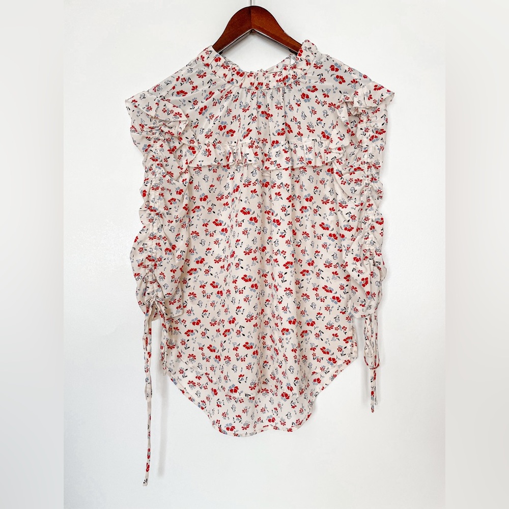Veronica beard Howell Floral Print Silk Ruffle Blouse Top size 0 - Picture 12 of 12
